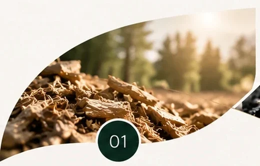 Wood chips in a forest clearing
